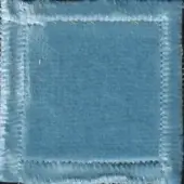 Fabric swatch in muted blue-gray with textured surface, framed by raw-edged border and labeled “elite 307” in sans-serif font.